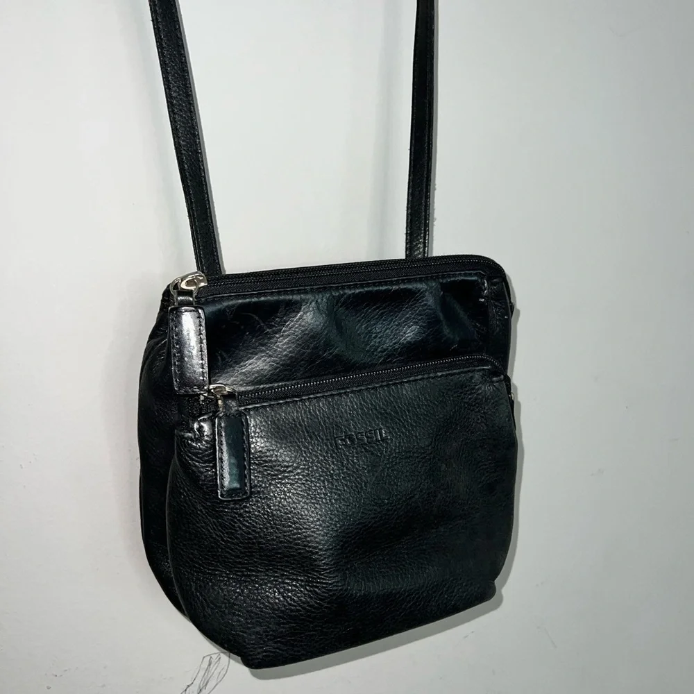 Fossil Black Leather Crossbody Bag